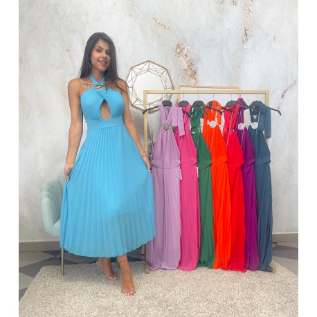 Vestido plisado argolla