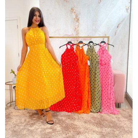 Vestido topos plisado