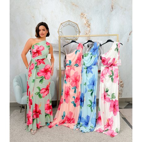 Vestido flores una manga