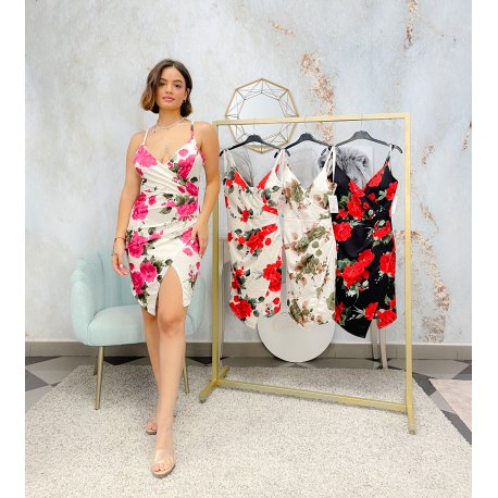 Vestido corto print flores