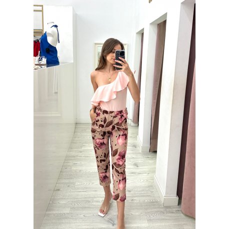 Pantalon beige print