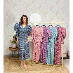 Vestido cóctel manga abullonada