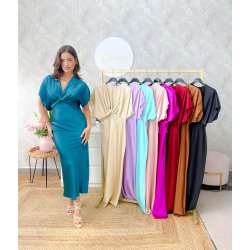 Vestido satinado manga corta