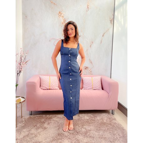 Vestido midi botones