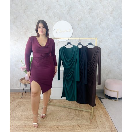 Vestido drapeado midi