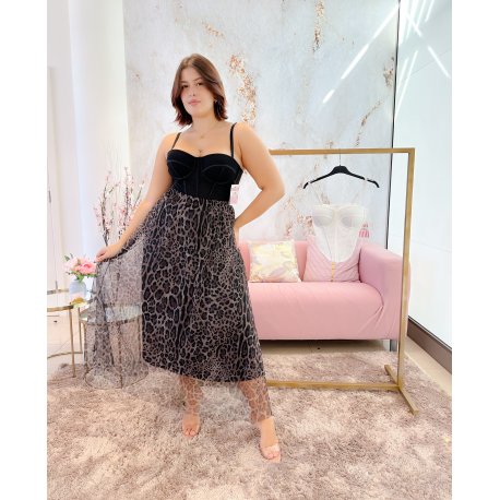 Falda tul animal print